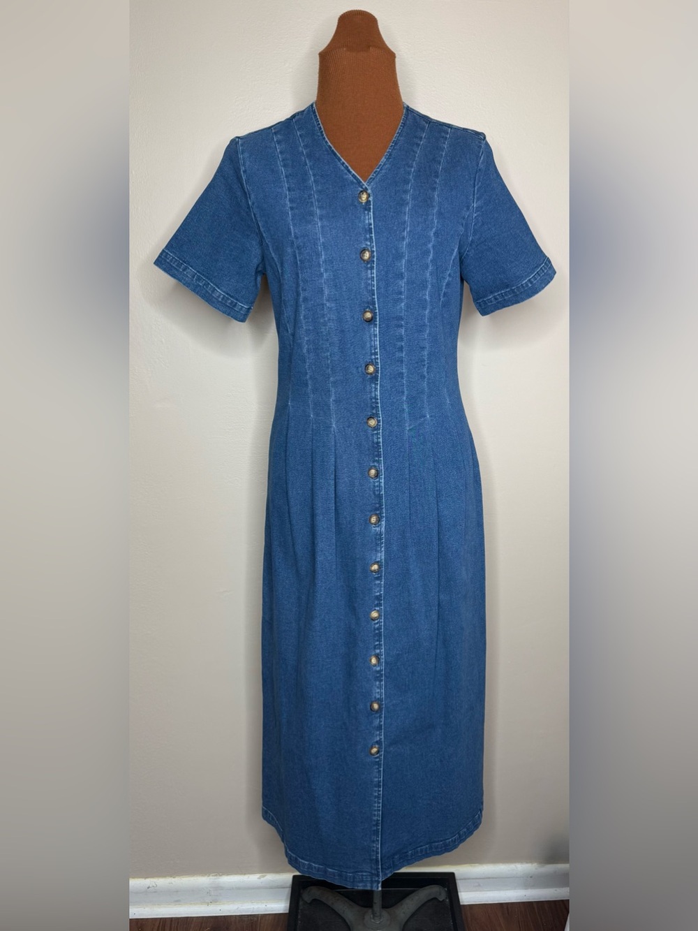 Vintage Orvis Short Sleeve Denim Maxi Dress Size 6